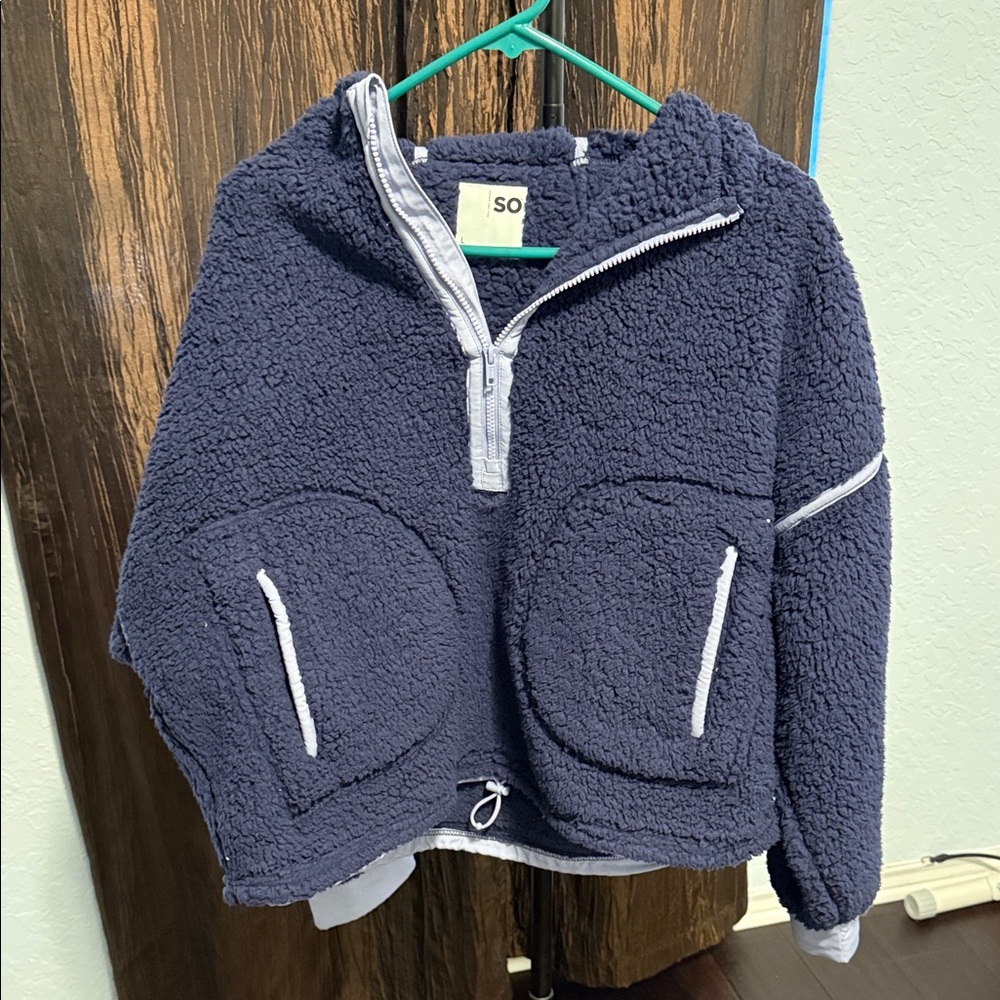 SO  Blue Sherpa Hoodie